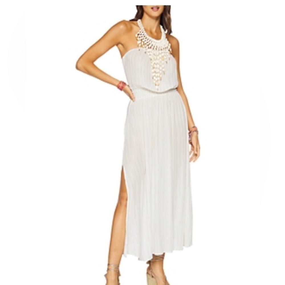 RAMY BROOK
Viola Shell Bib Swim Cover-Up Dress Size L White Gold Silver
